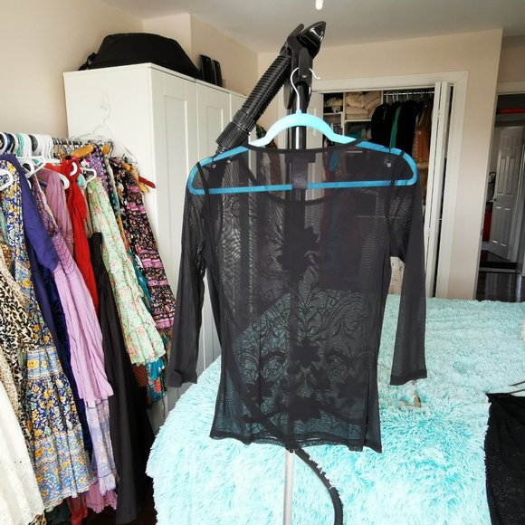 Black Mesh Shirt with Black embroidery - Picture 2 of 3